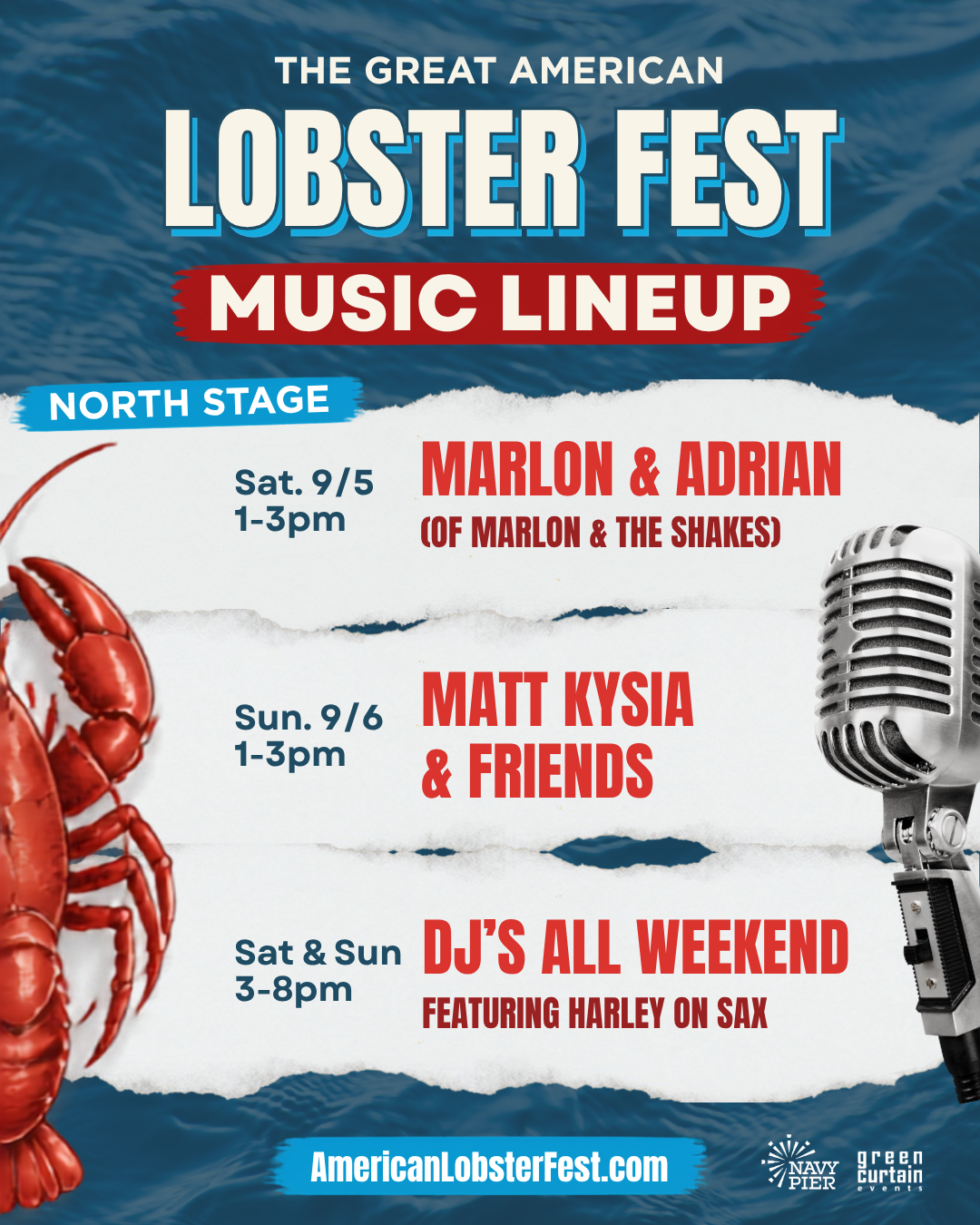 graphic for Lobster Fest 2026 live music on north side stage